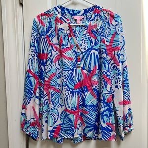 Lilly Pulitzer Elsa Top Resort White She She Shells Size XS